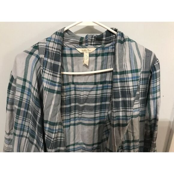 Matilda Jane plaid fringe roll tab open front cardigan Medium - Picture 2 of 6